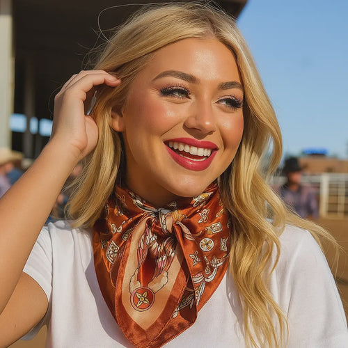 35X35" Orange Multi-Floral Wild Rag / Scarf WR913X