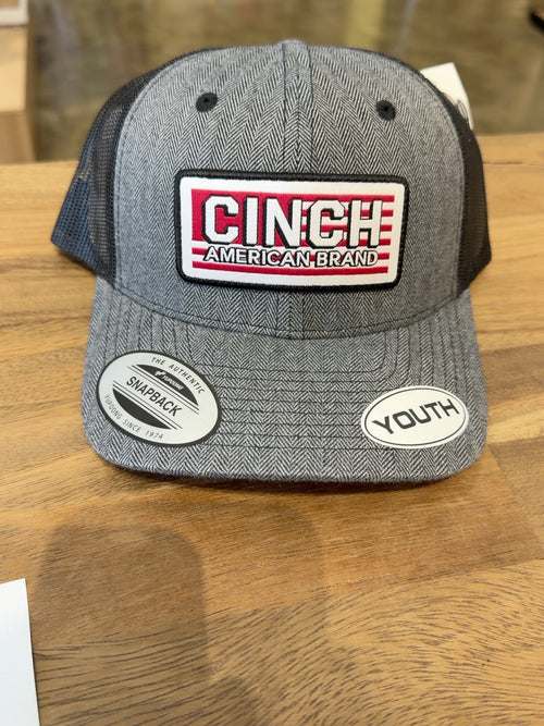Cinch youth American Brand cap in herringbone grey and black
