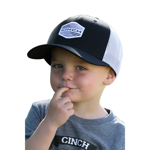 Cinch youth black and white mesh cap MCC0606034