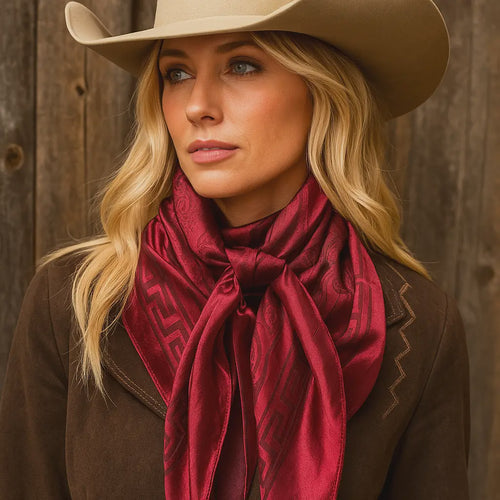 35X35" Burgundy Jacquard Wild Rag / Scarf WR4046