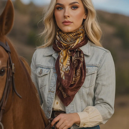 35X35"  Earth Tones Paisley Wild Rag/Scarf WR3405