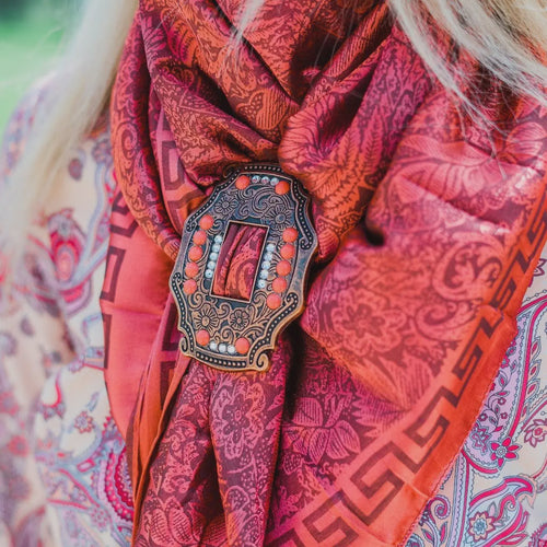 Extra Large Copper Coral and Clear Buckle Slide Scococl