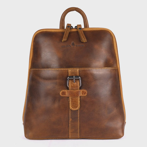Greenwood Hartley Leather Backpack Camel