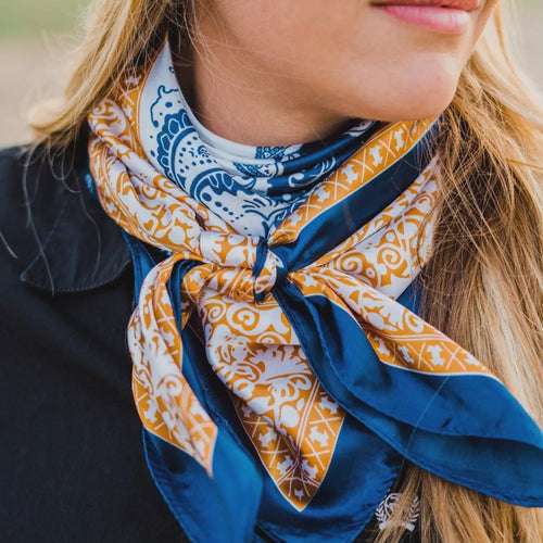 35X35" Blue Two-Toned Paisley Wild Rag/Scarf WR3300