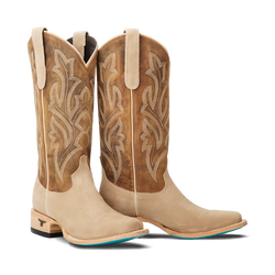 Lane Classic Square Boot — Latte Suede & Burnt Caramel