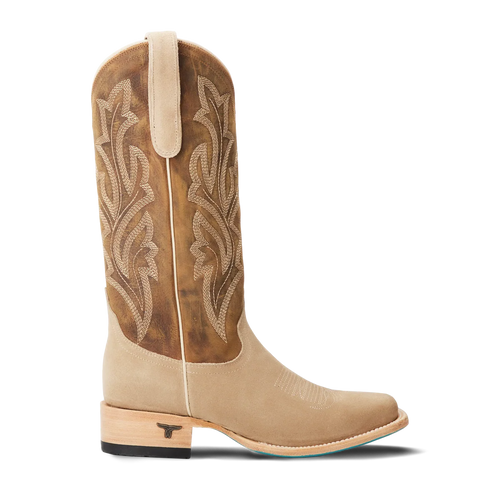 Lane Classic Square Boot — Latte Suede & Burnt Caramel