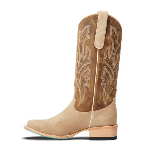 Lane Classic Square Boot — Latte Suede & Burnt Caramel