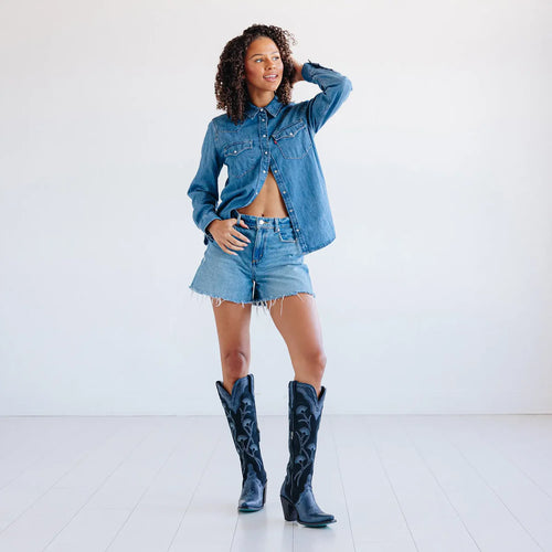 Lane Tessa Knee High Boot — Navy Suede