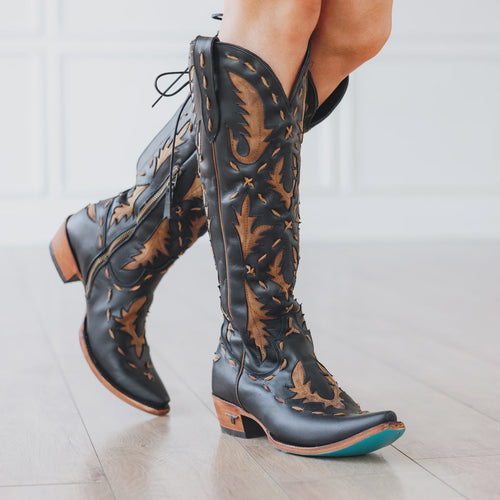Lane Boot Reverie KH Corset Boot Jet Black And Burnt Caramel
