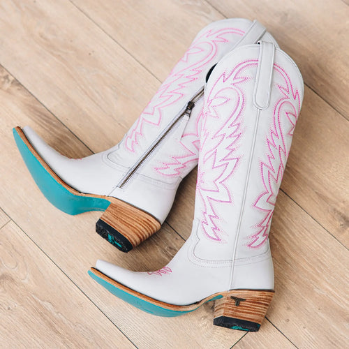 Lane Smokeshow Boot — Matte White and Neon Pink