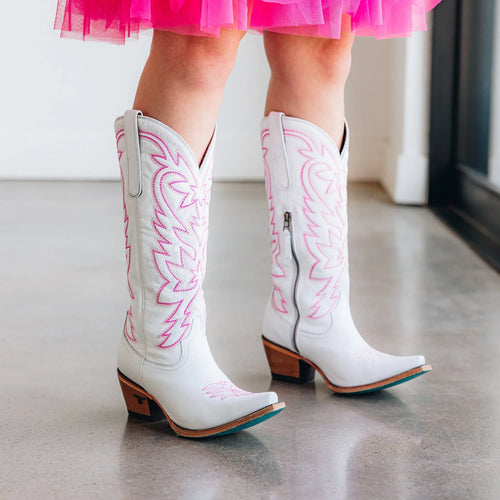 Lane Smokeshow Boot — Matte White and Neon Pink