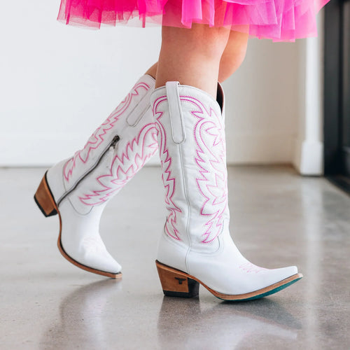 Lane Smokeshow Boot — Matte White and Neon Pink