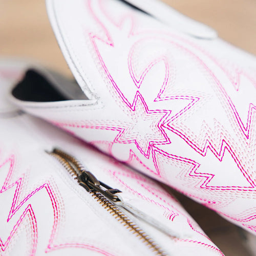 Lane Smokeshow Boot — Matte White and Neon Pink