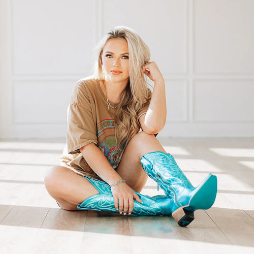 Lane Smokeshow Boot — Turquoise Metallic