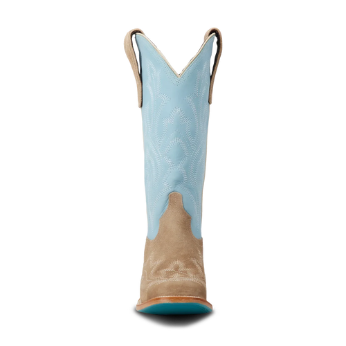 Lane Saratoga Square Boot — Latte Suede & Powder Blue