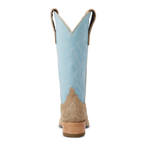 Lane Saratoga Square Boot — Latte Suede & Powder Blue