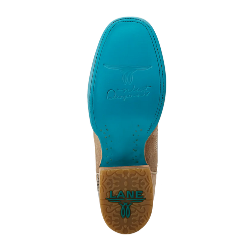 Lane Saratoga Square Boot — Latte Suede & Powder Blue