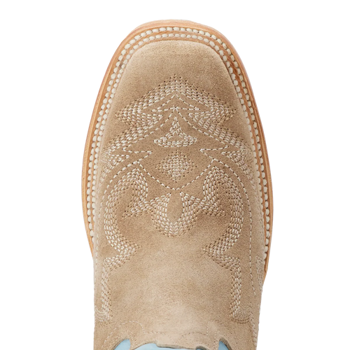 Lane Saratoga Square Boot — Latte Suede & Powder Blue