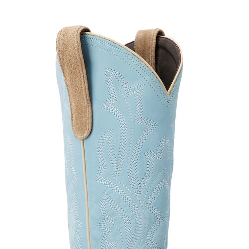 Lane Saratoga Square Boot — Latte Suede & Powder Blue