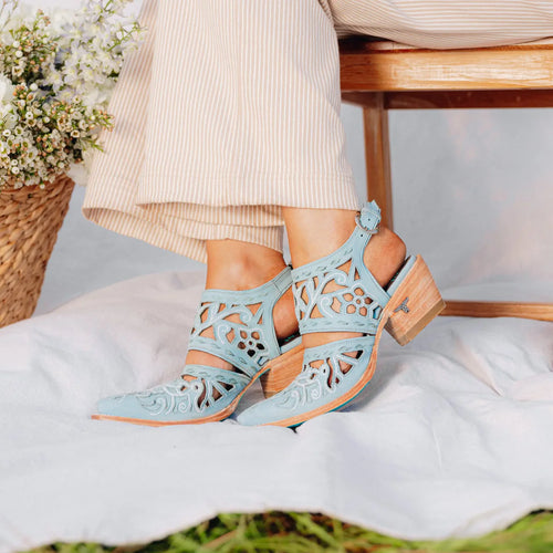 Lane Robin Cut Out Slingback Mule — Powder Blue