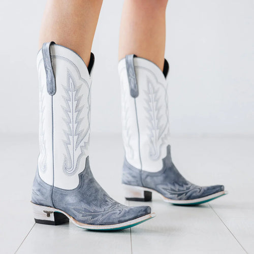 Lane Lexington Boot - Washed Denim/Matte White