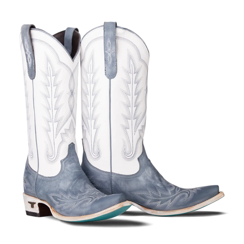 Lane Lexington Boot - Washed Denim/Matte White