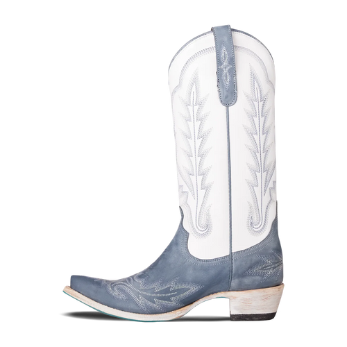 Lane Lexington Boot - Washed Denim/Matte White