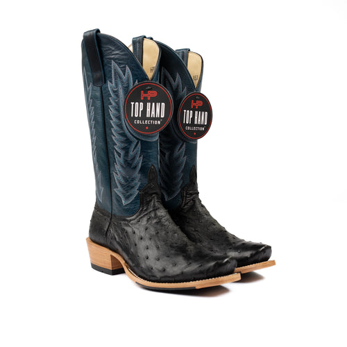 Horse Power Black Full Quill Ostrich Western Boot