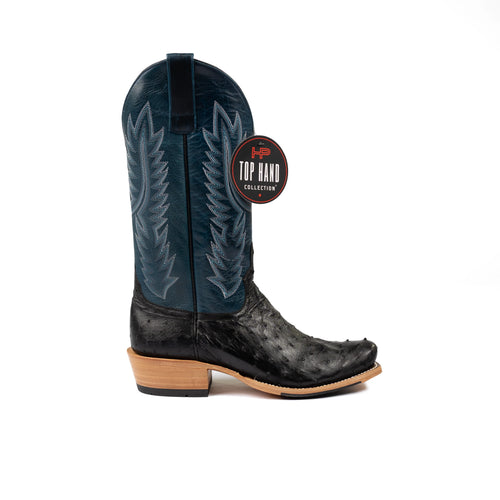 Horse Power Black Full Quill Ostrich Western Boot