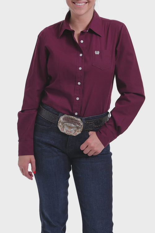 Cinch Womens Solid L/S Button