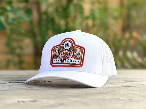 Red Dirt Hat Co Gussied Up white curved brim cap with embroidered patch