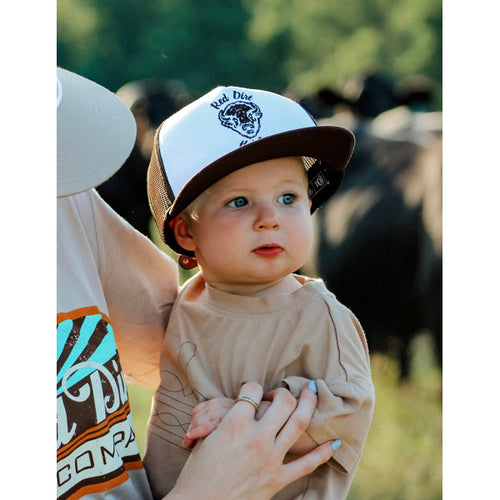 Red Dirt Hat Co Lil’ Roamer Youth cap in brown and white