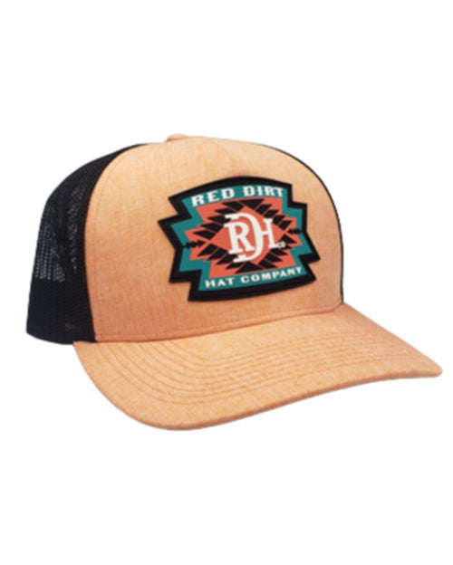 Red Dirt Hat Co Watermelon Aztec cap – coral and black