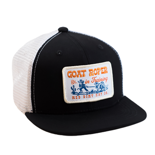 Red Dirt Hat Co Goat Roper youth cap – black and white