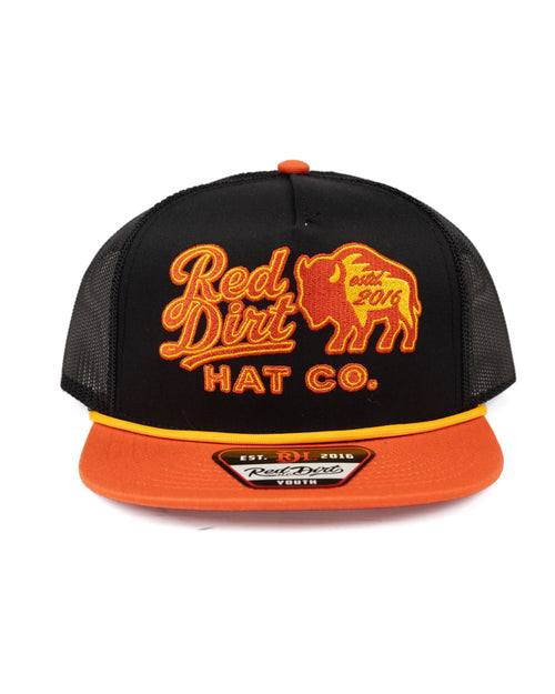 Red Dirt Hat Co youth cap RDHCY-69 in black with orange brim