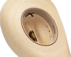 Interior of Stetson Oregon palm leaf straw Western hat
