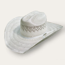 Stetson Peeler 10X shantung straw Western hat in ivory and black